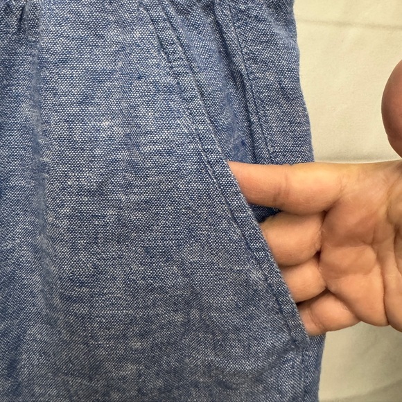 Frank & Oak Linen Blend Shorts Blue - Picture 5 of 10